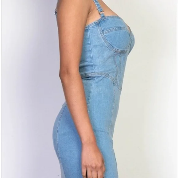 SWEETHEART DENIUM CORSET BUSTIER MINI DRESS - Picture 2 of 6